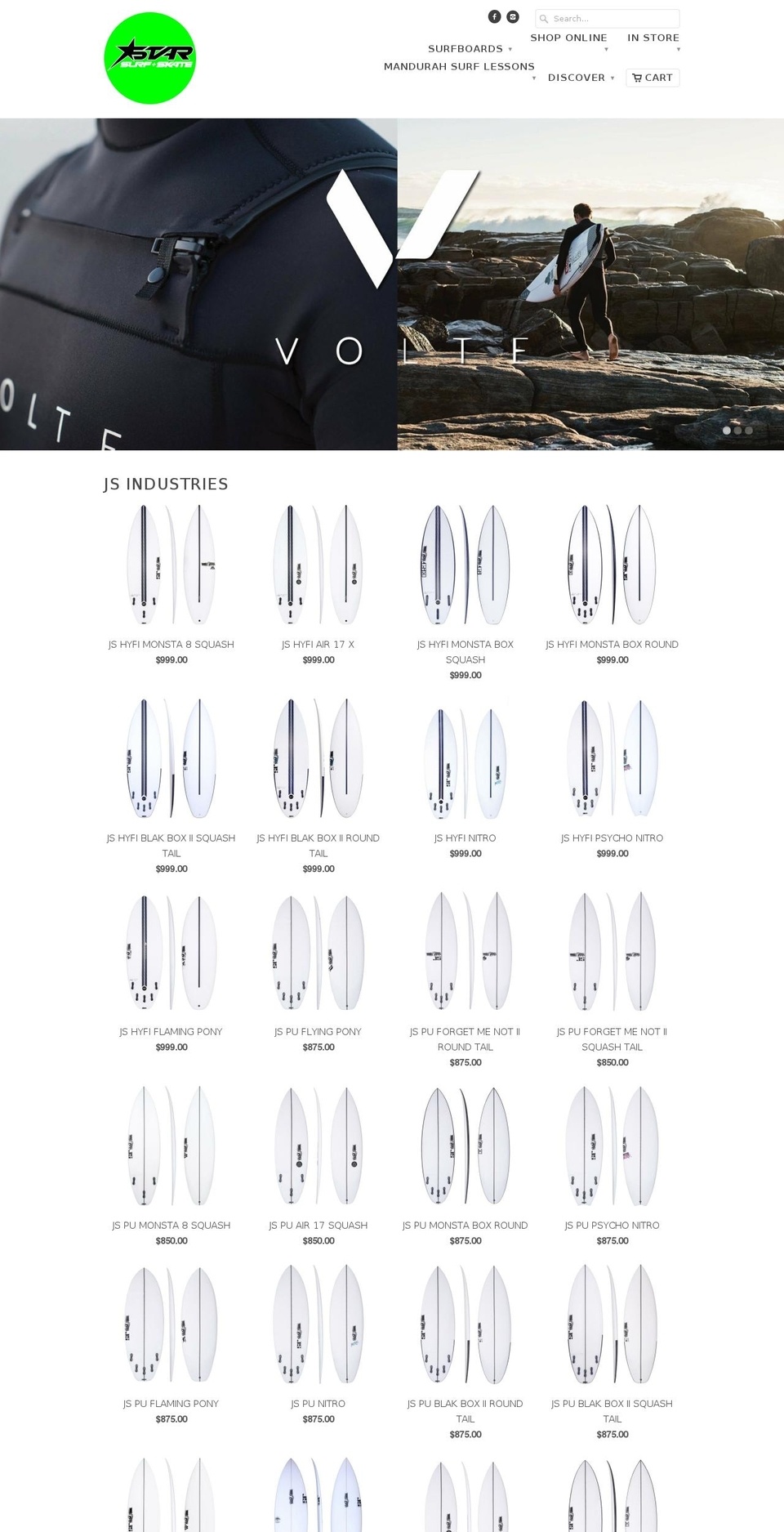 mandurahsurflessons.com — Shopify storefront screenshot