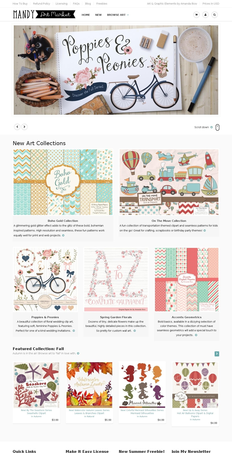 mandyartmarket.com shopify website screenshot