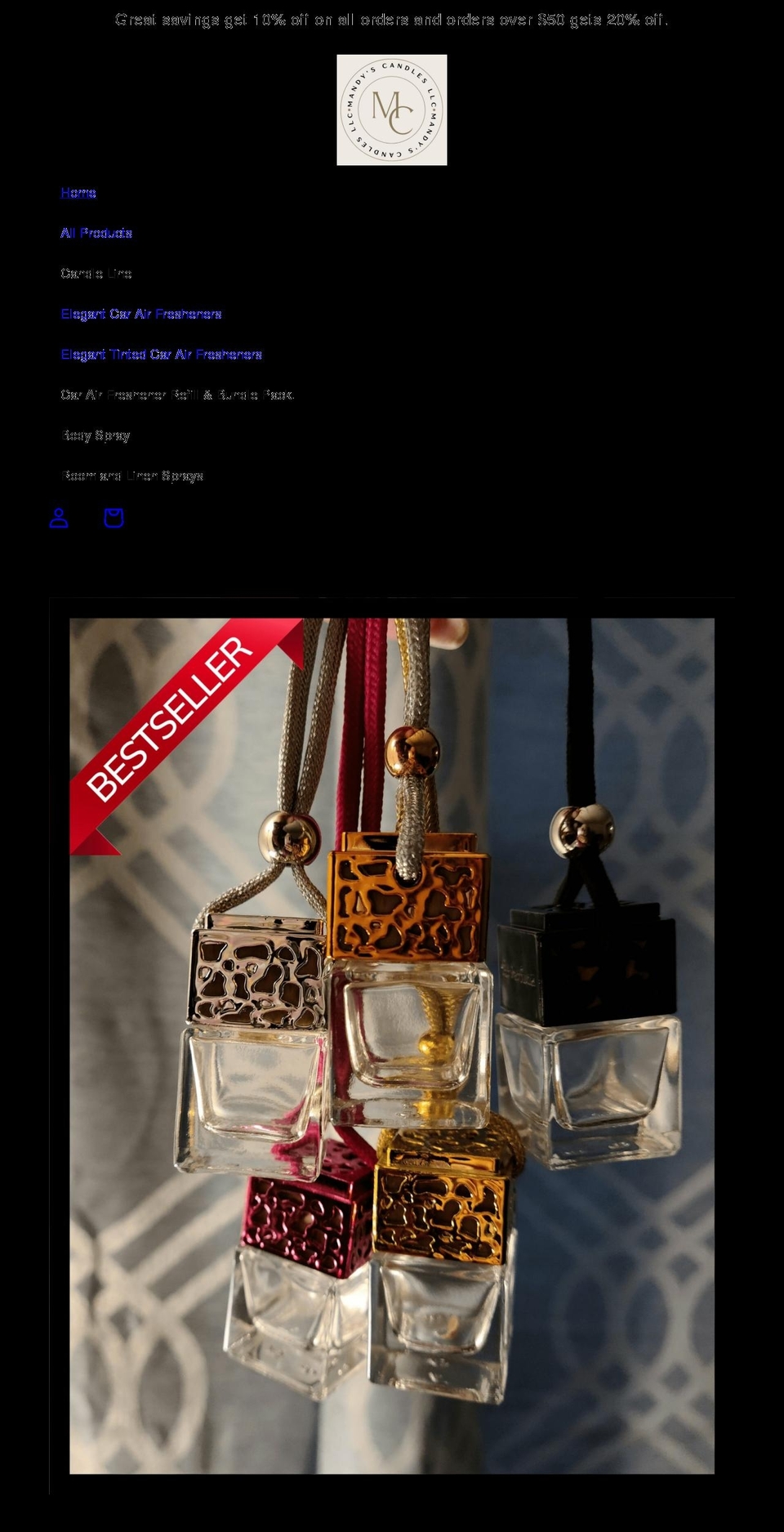 mandyscandles.com shopify website screenshot
