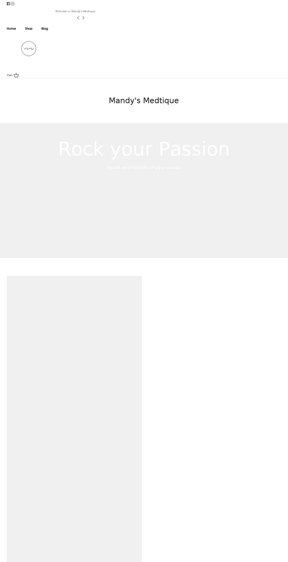 mandysmedtique.com shopify website screenshot