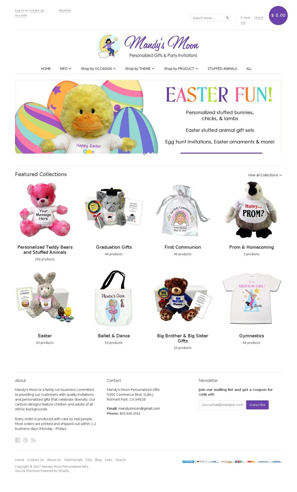 mandysmoon.com shopify website screenshot
