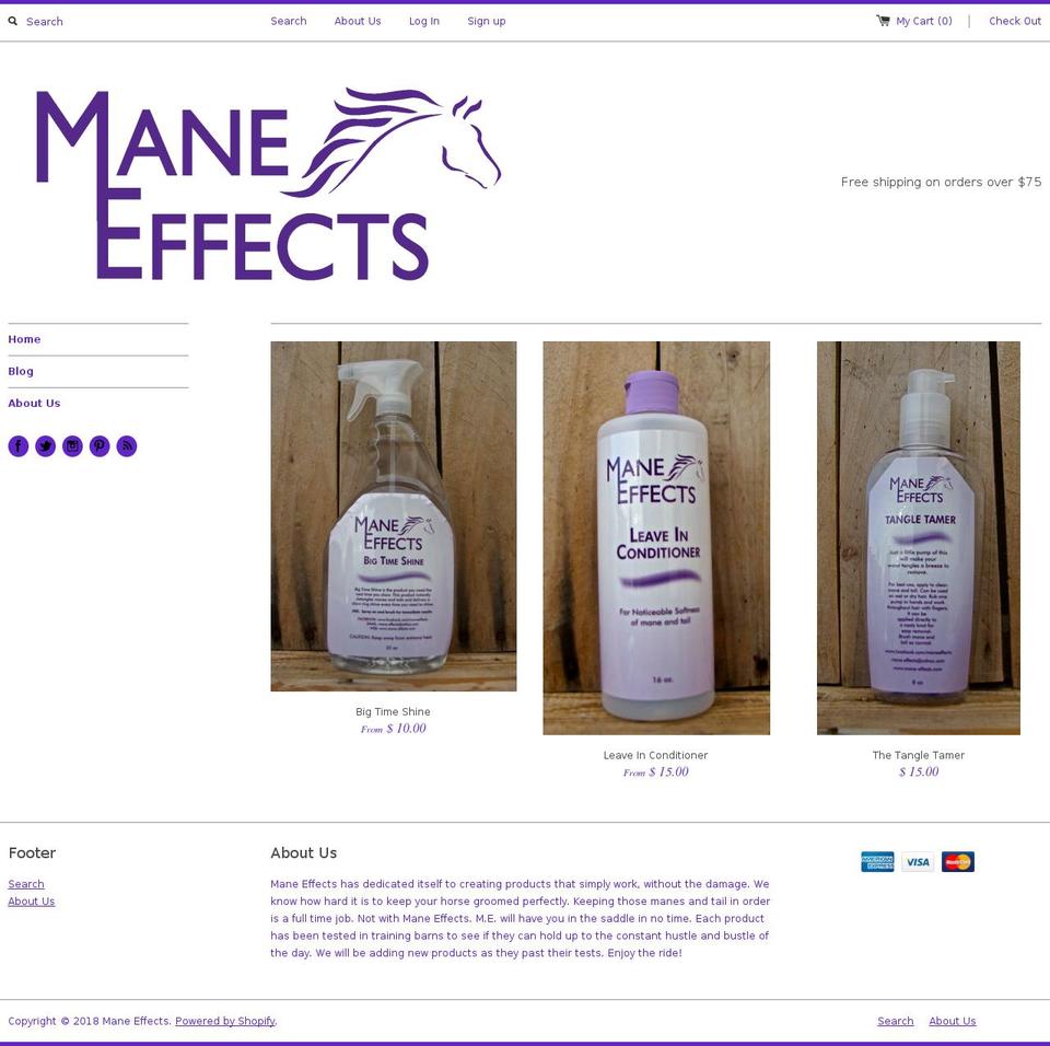 mane-effects.com shopify website screenshot