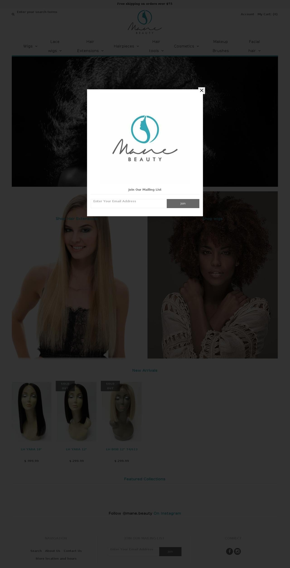 manebeautyshop.com shopify website screenshot