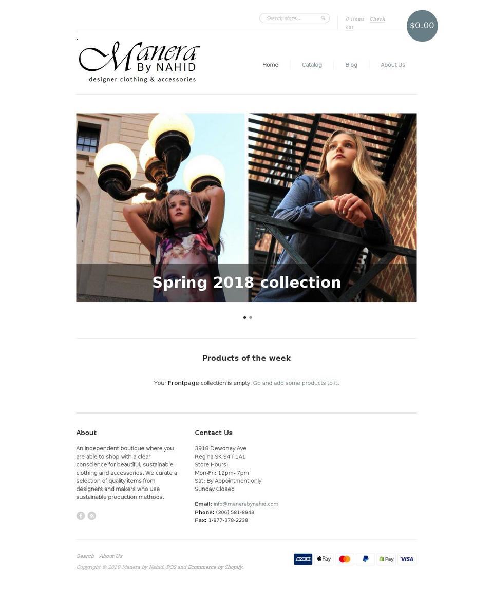 manerabynahid.com — Shopify storefront screenshot