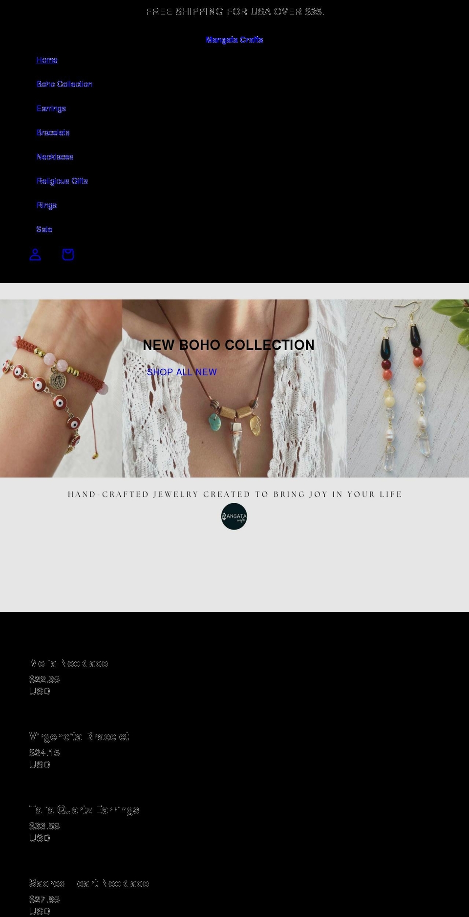 mangatacrafts.com shopify website screenshot