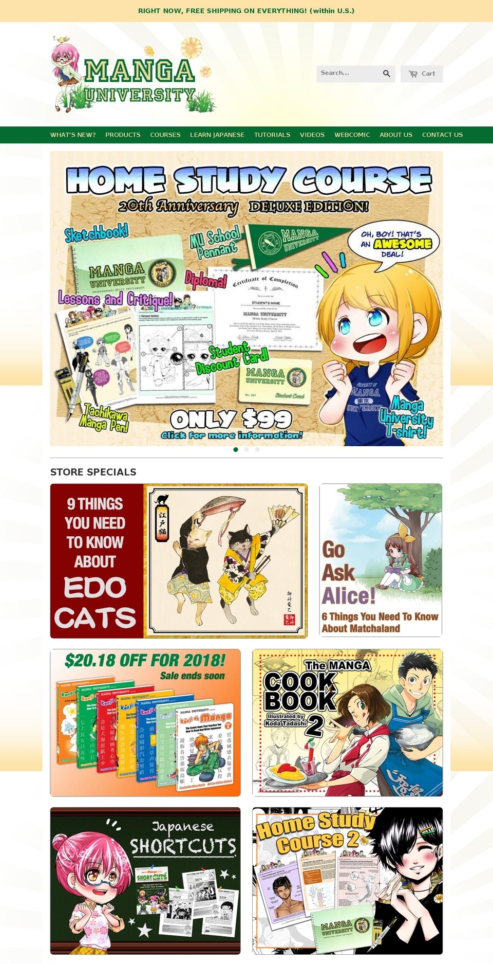 mangauniversity.com — Shopify storefront screenshot