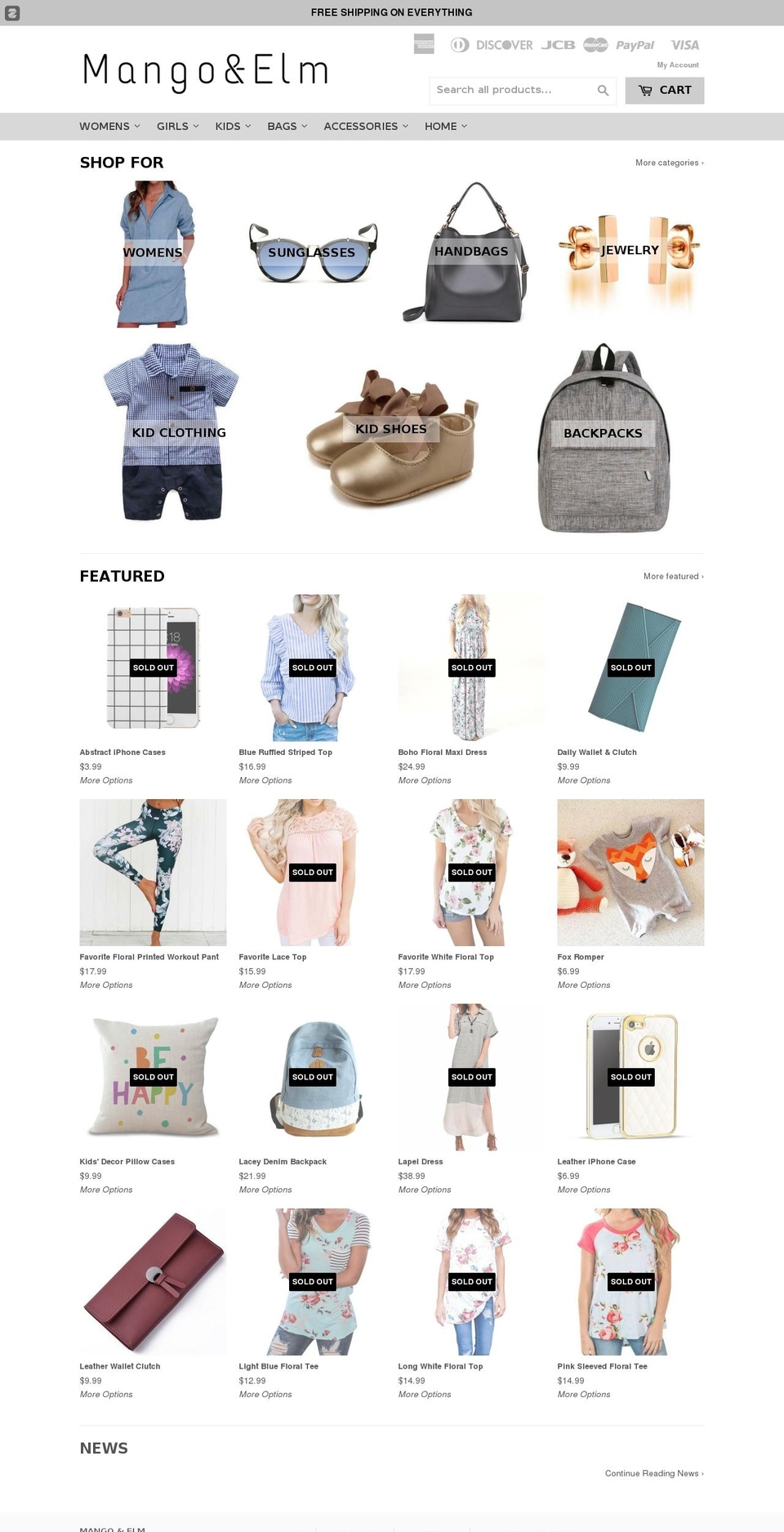 mangoandelm.com — Shopify storefront screenshot