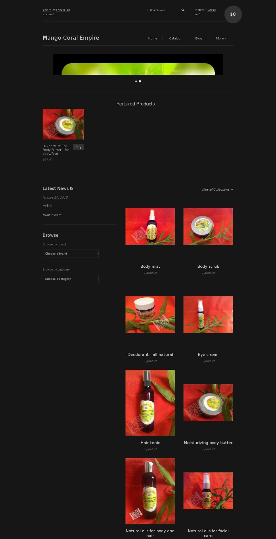 mangocoralempire.com shopify website screenshot