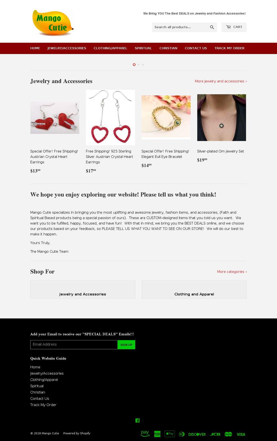 mangocutie.com — Shopify storefront screenshot