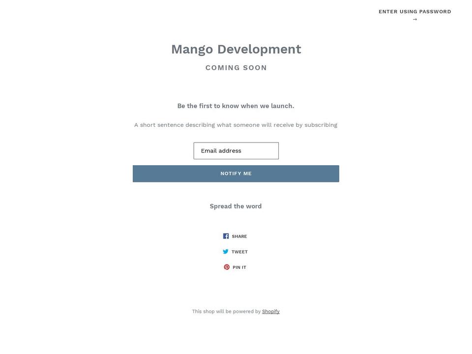 mangodevelopment.com — Shopify storefront screenshot