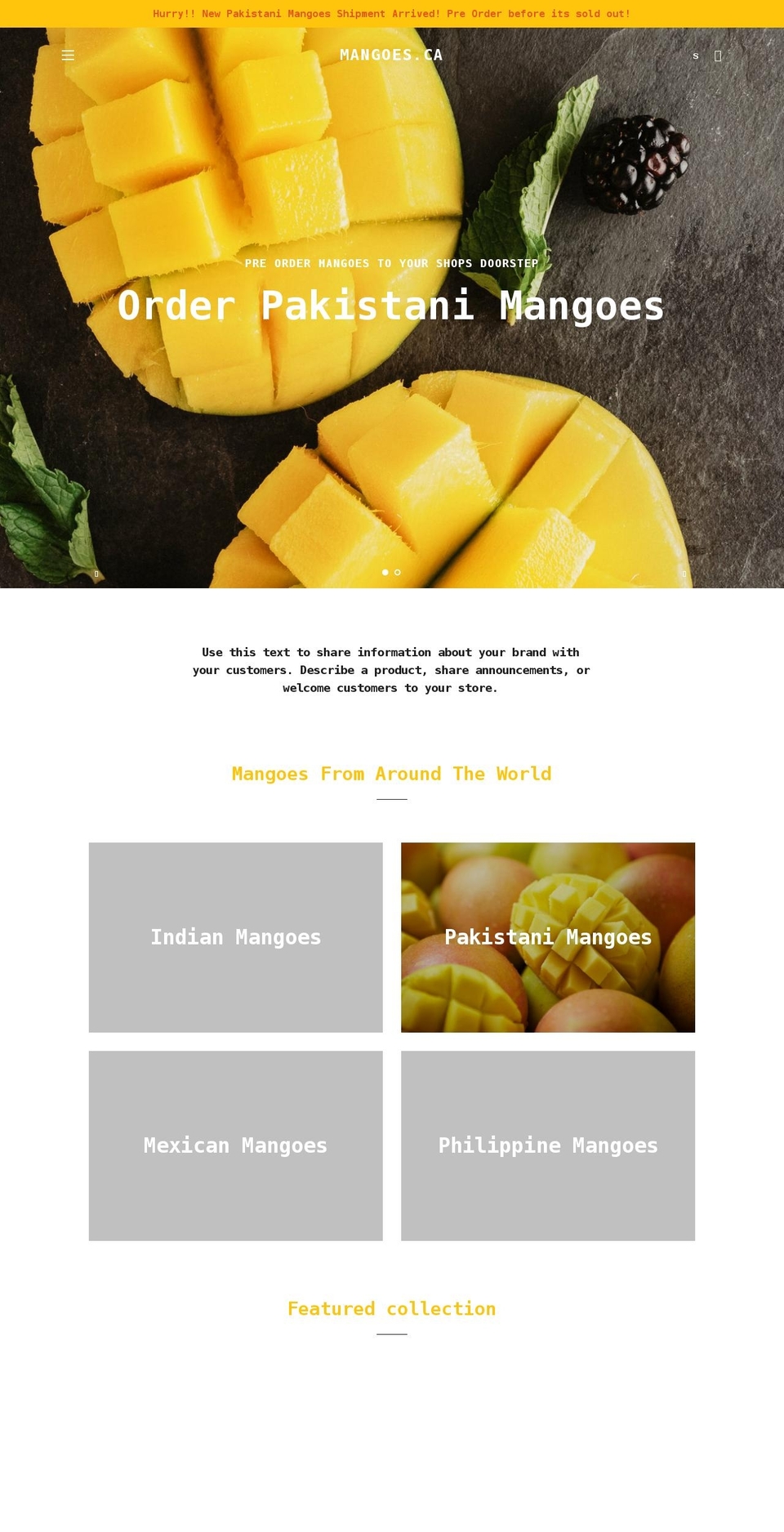 mangoes.ca shopify website screenshot