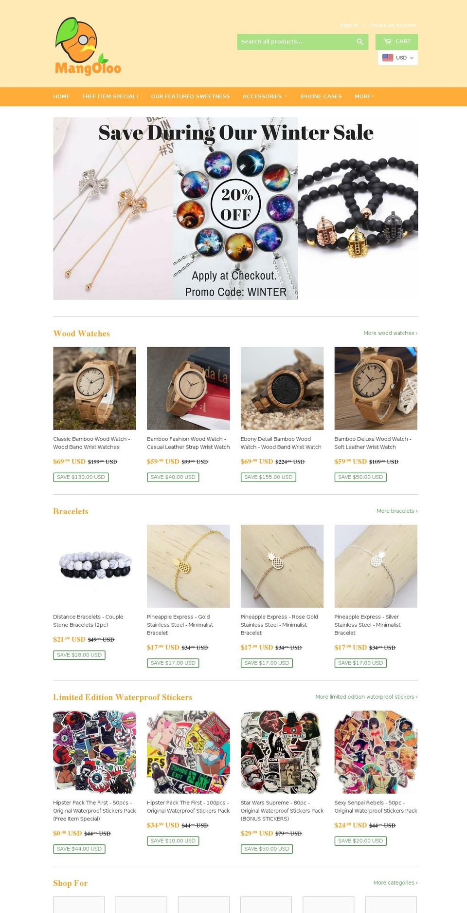 mangoloo.com — Shopify storefront screenshot