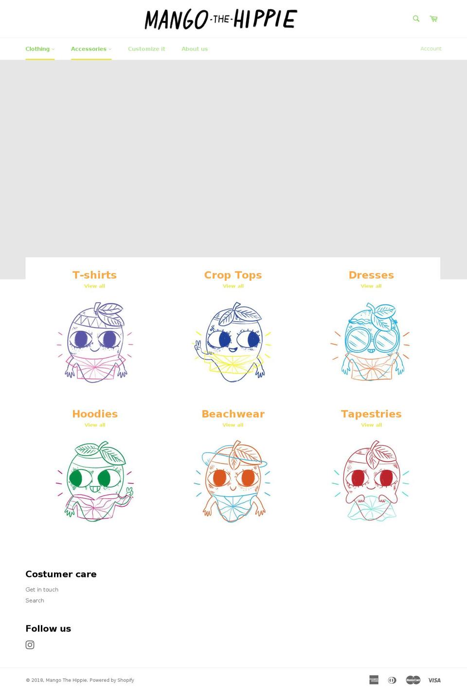 mangothehippie.com — Shopify storefront screenshot