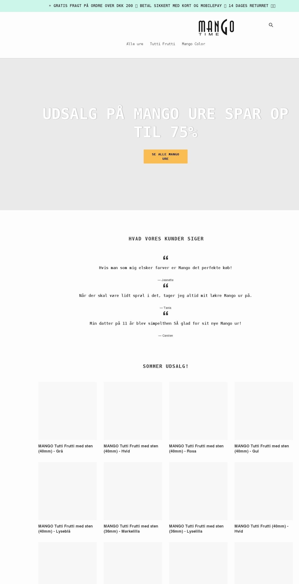 mangotime.dk shopify website screenshot