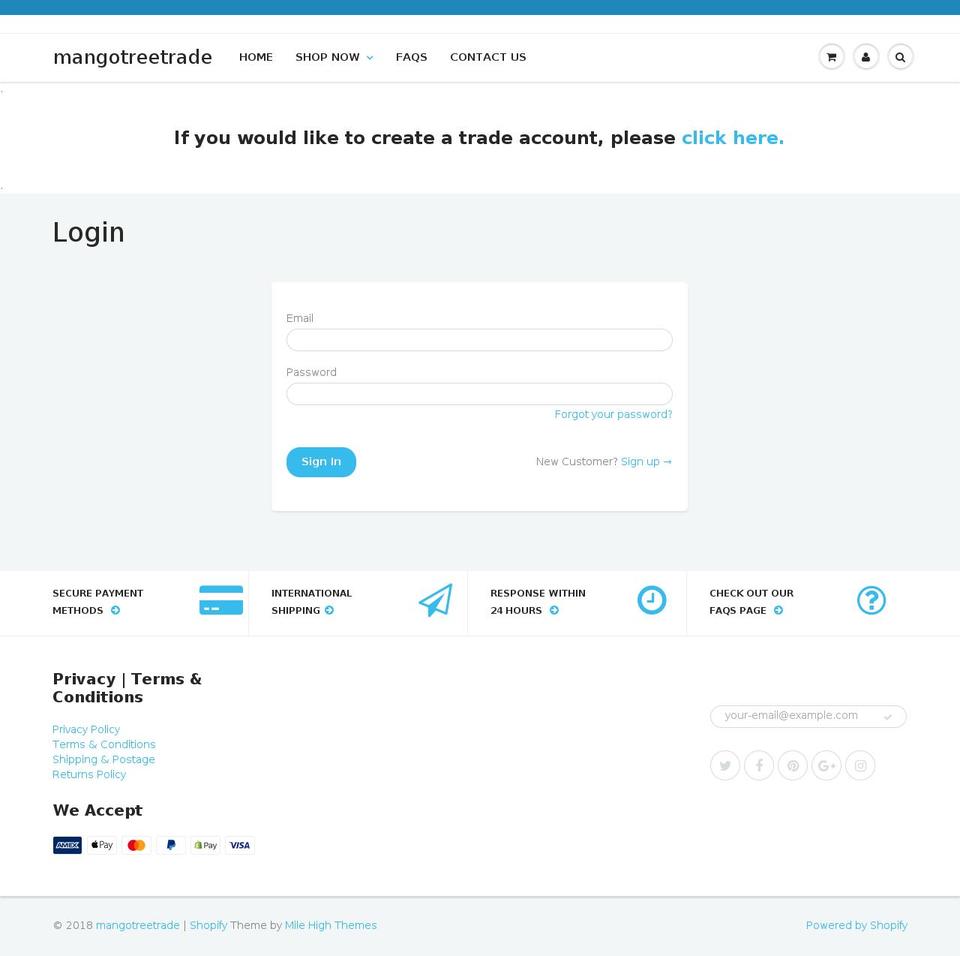 mangotreetrade.com — Shopify storefront screenshot