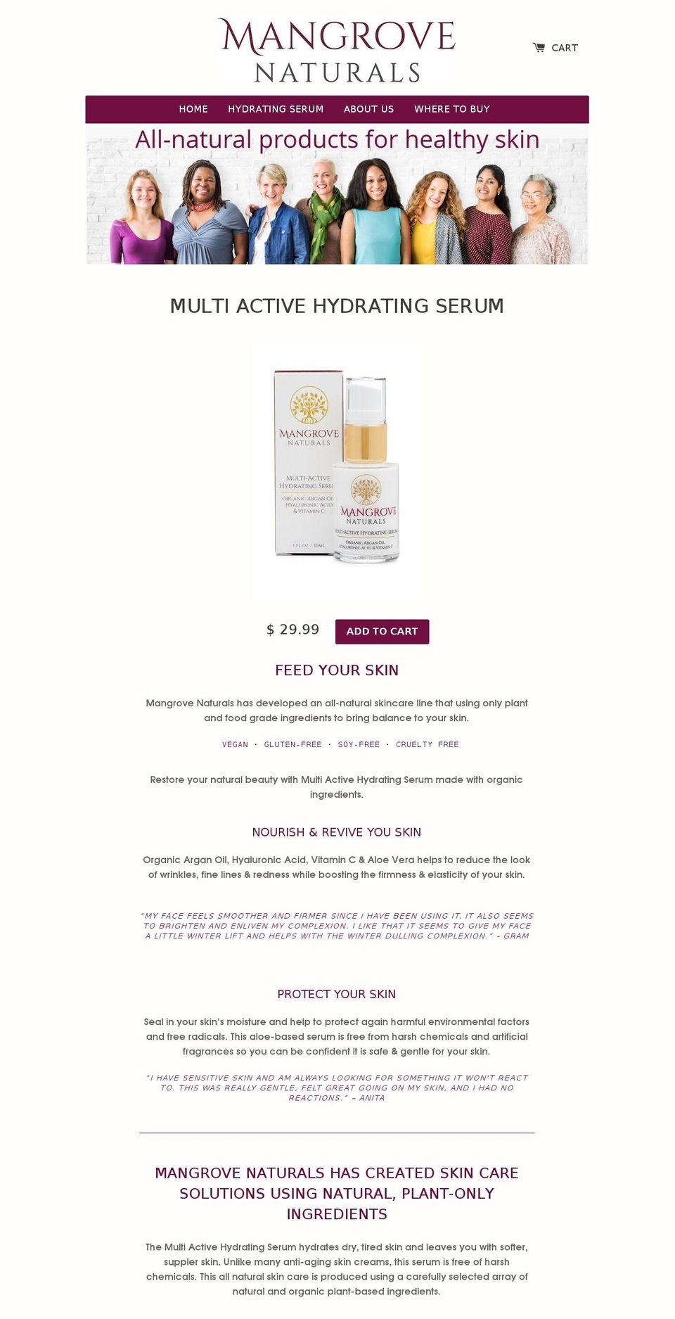 mangrovenaturals.com shopify website screenshot