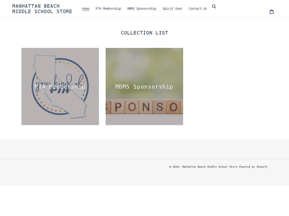 manhattan-beach-middle-school-store.myshopify.com shopify website screenshot