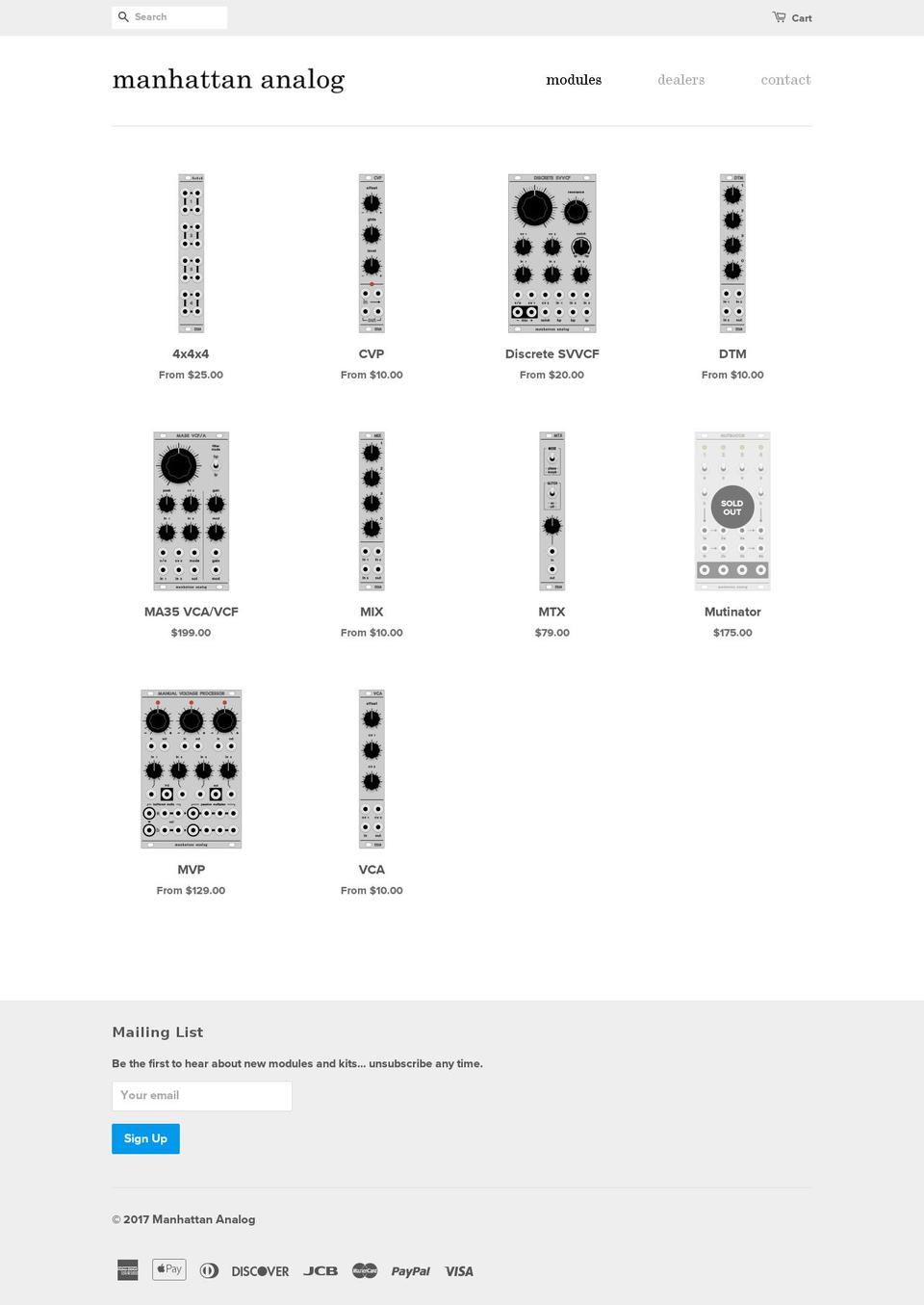 manhattananalog.com shopify website screenshot