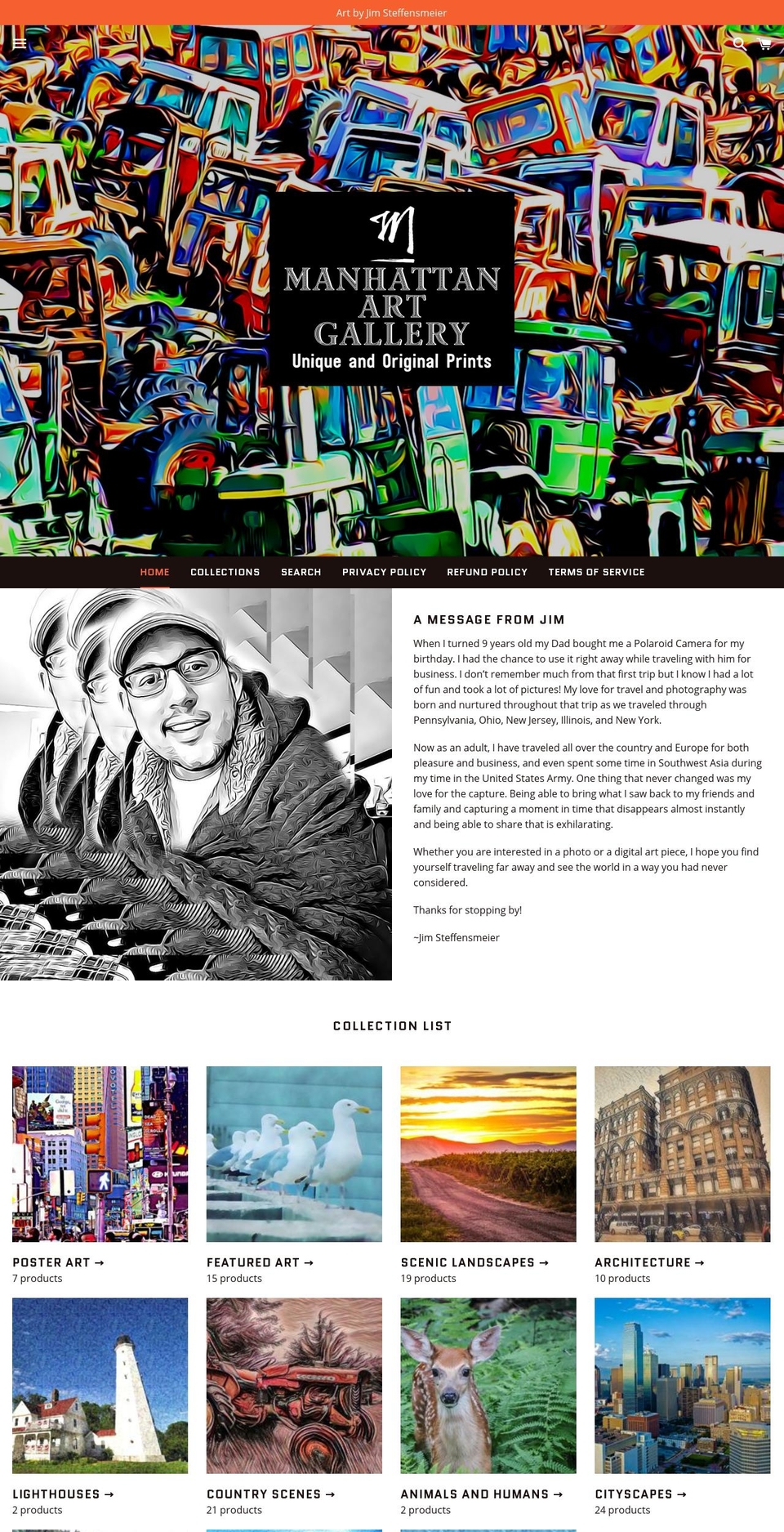manhattanartgallery.com — Shopify storefront screenshot