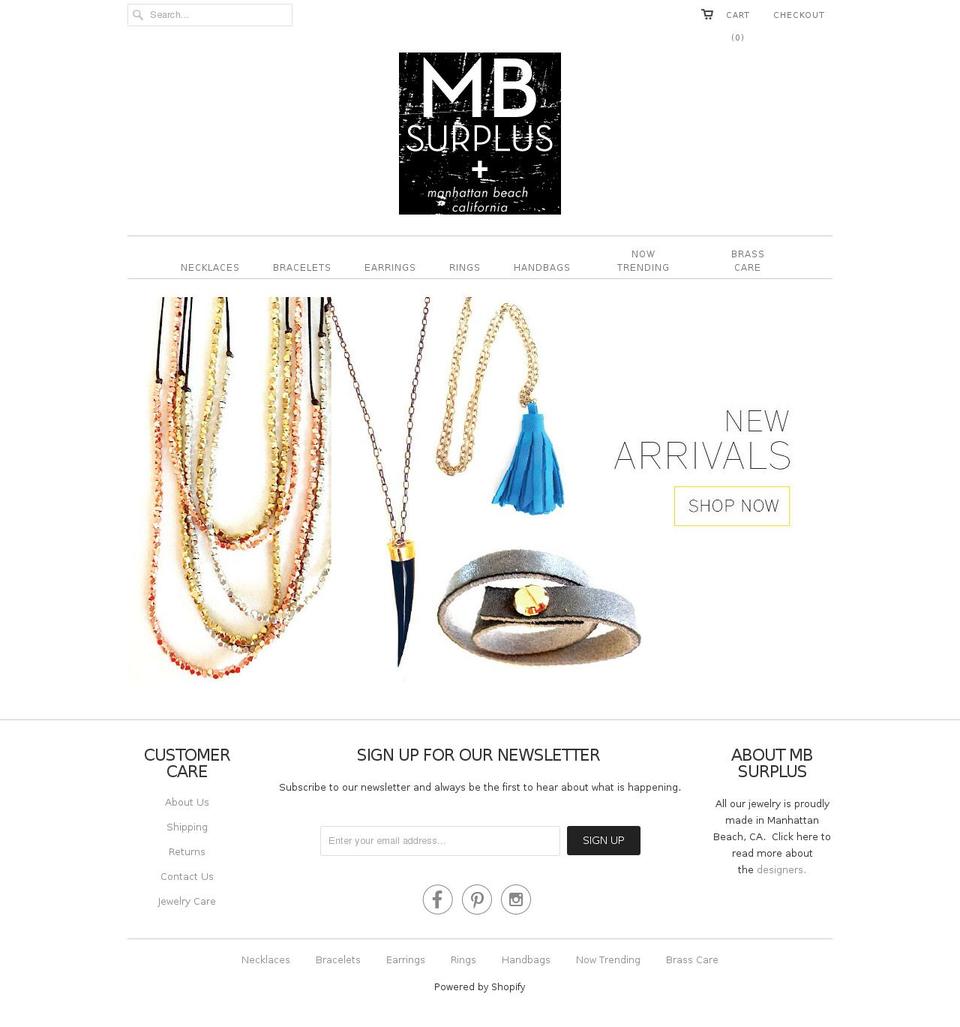 manhattanbeachsurplus.com shopify website screenshot