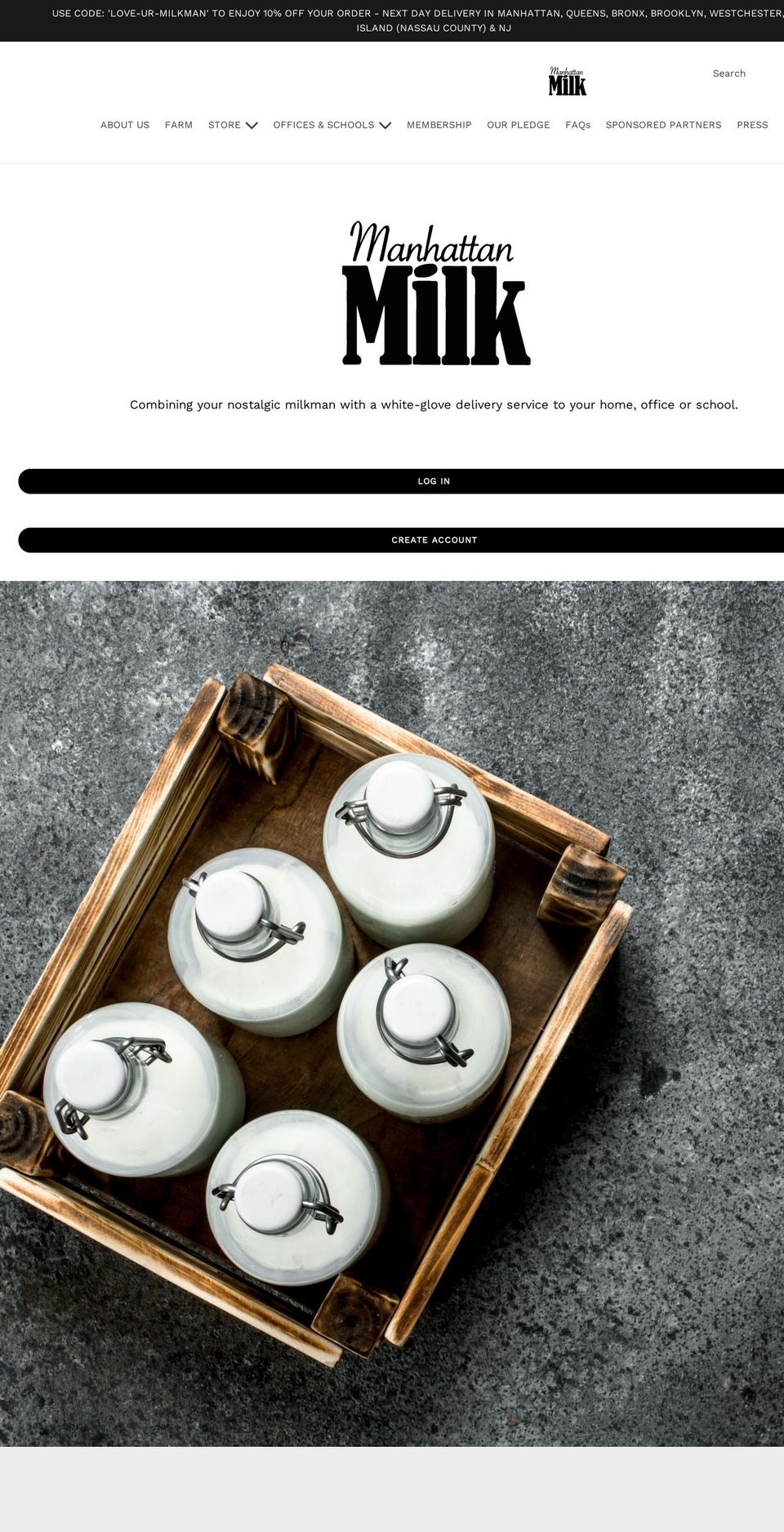 manhattanmilk.com shopify website screenshot