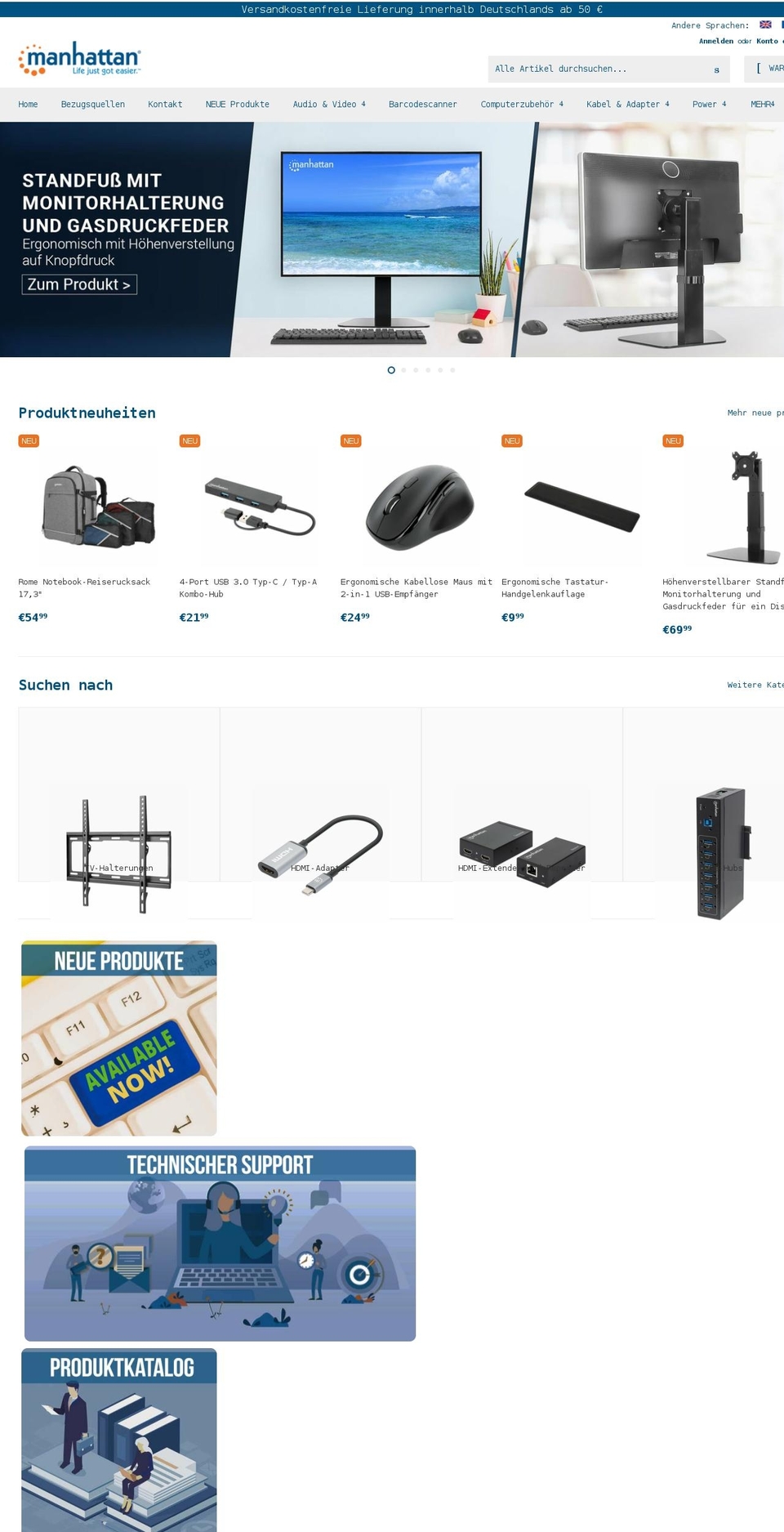 manhattanproducts.de shopify website screenshot