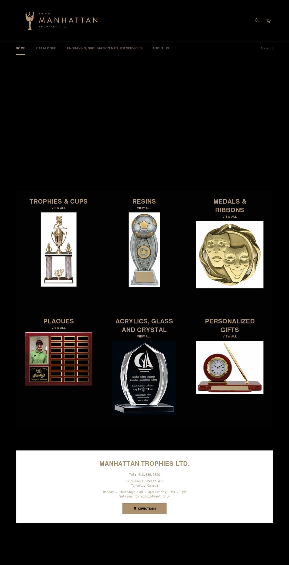 manhattantrophies.com shopify website screenshot