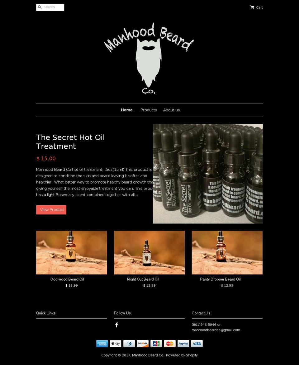 manhoodbeard.com shopify website screenshot