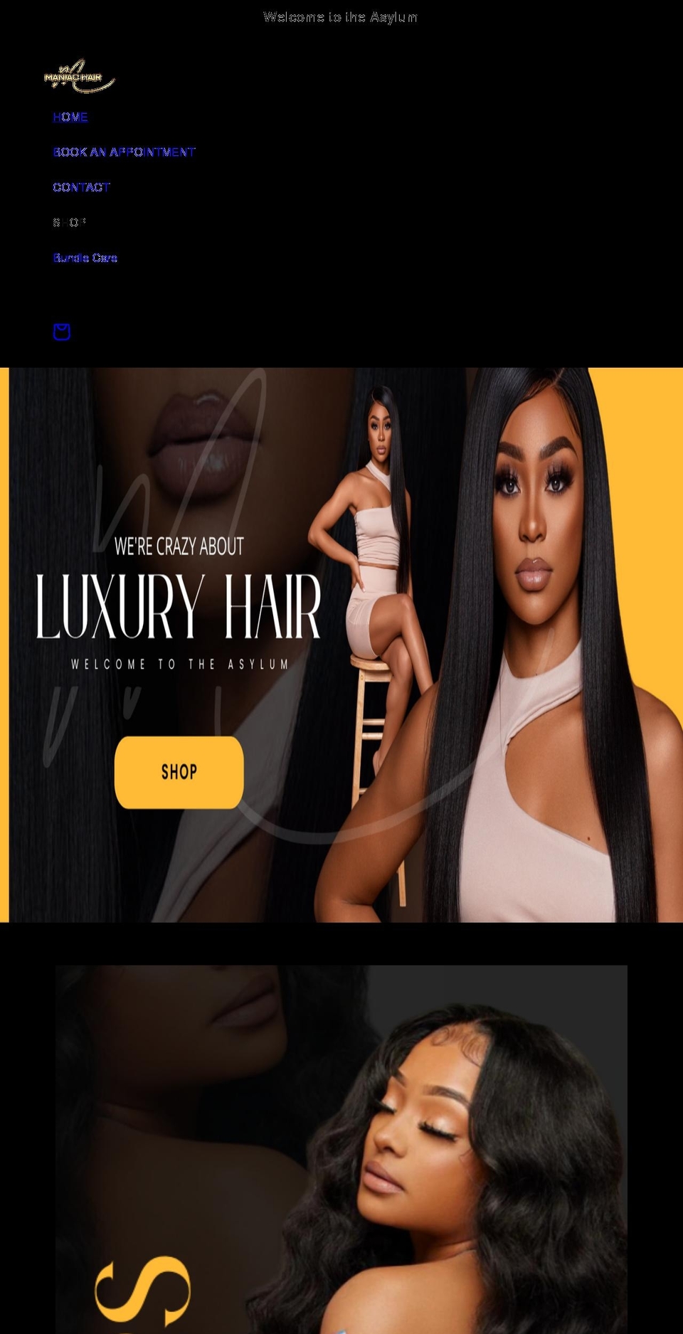 maniachairstudio.com shopify website screenshot