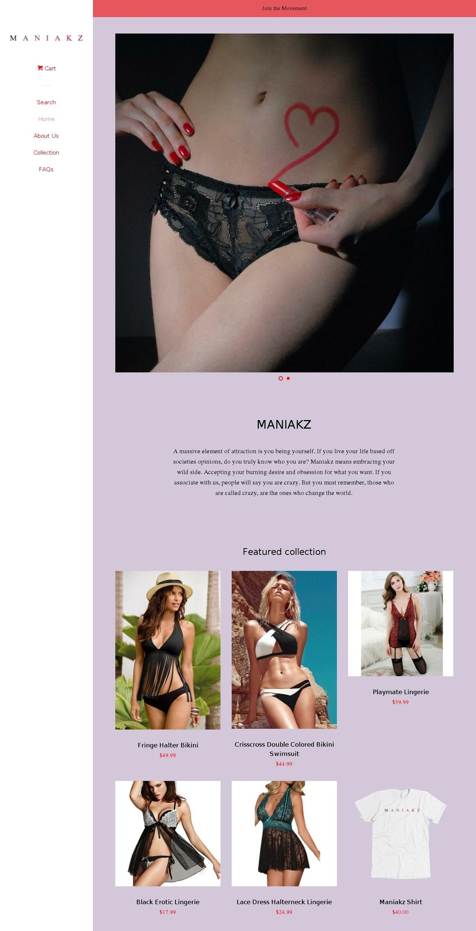 maniakz.com — Shopify storefront screenshot
