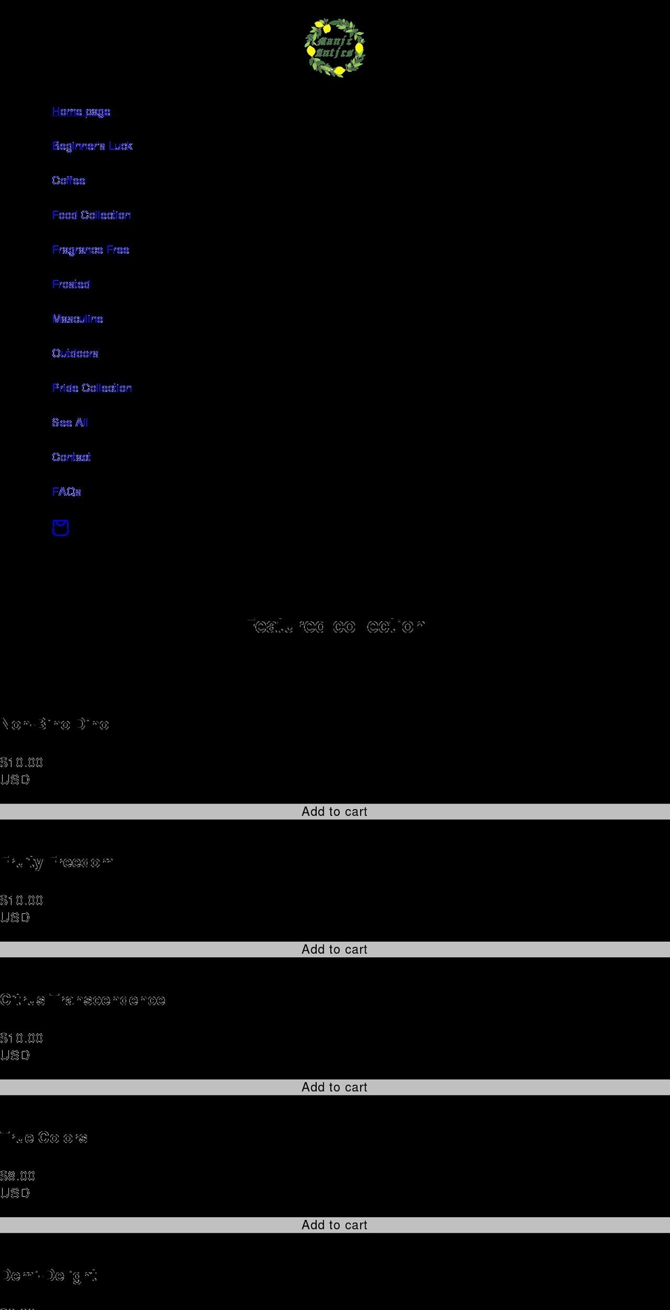 manicantics.com shopify website screenshot
