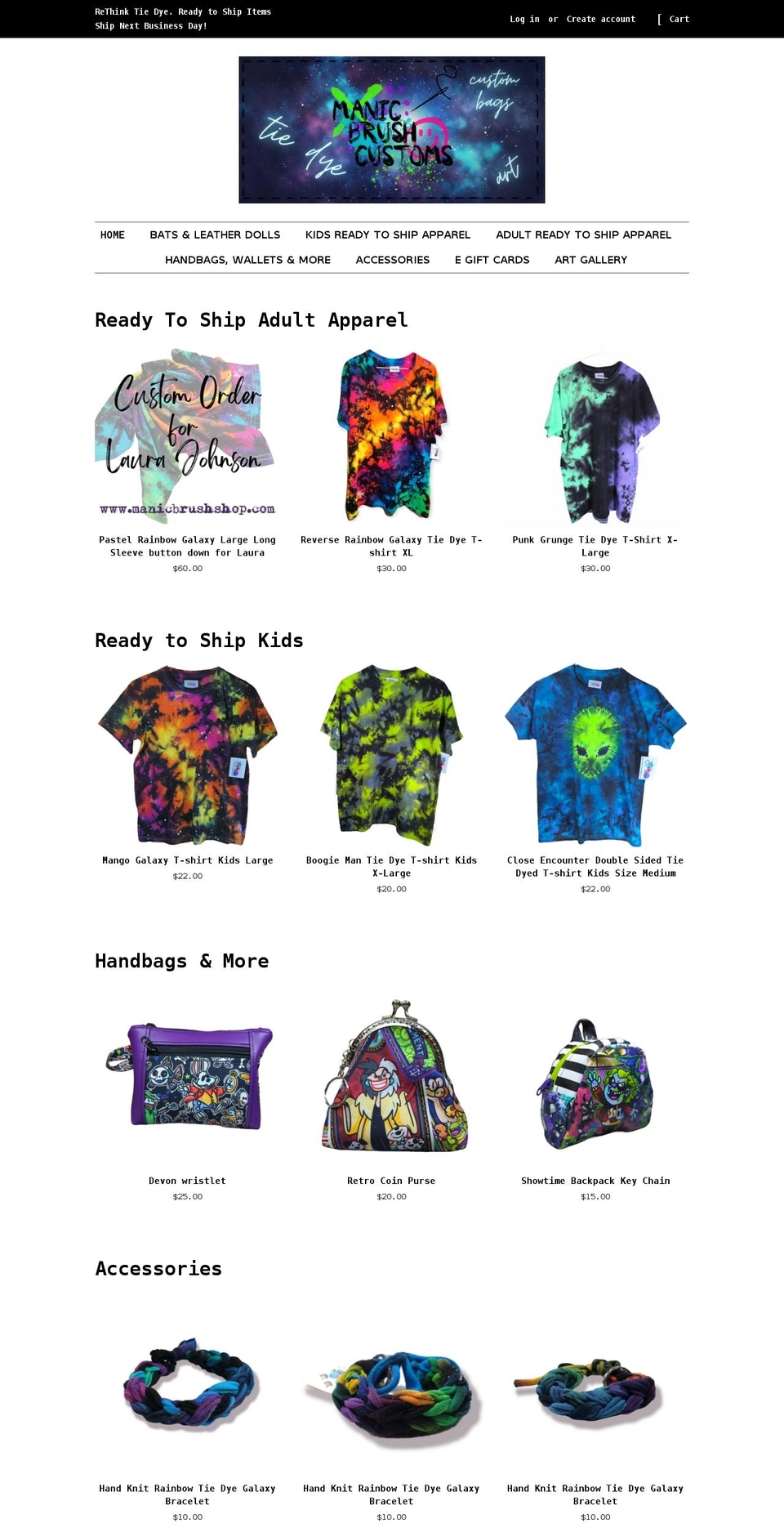 manicbrushshop.com shopify website screenshot