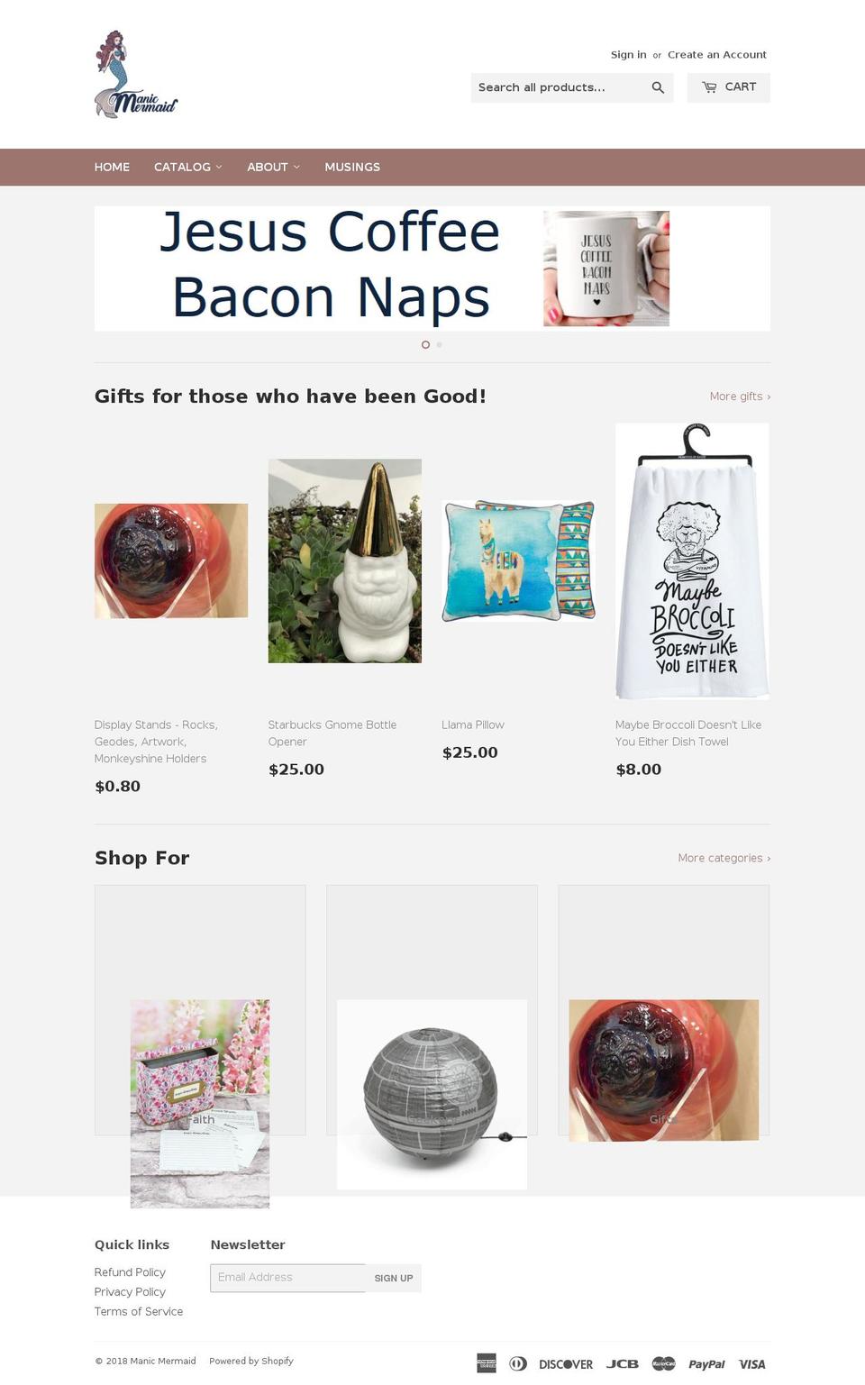 manicmermaids.com — Shopify storefront screenshot