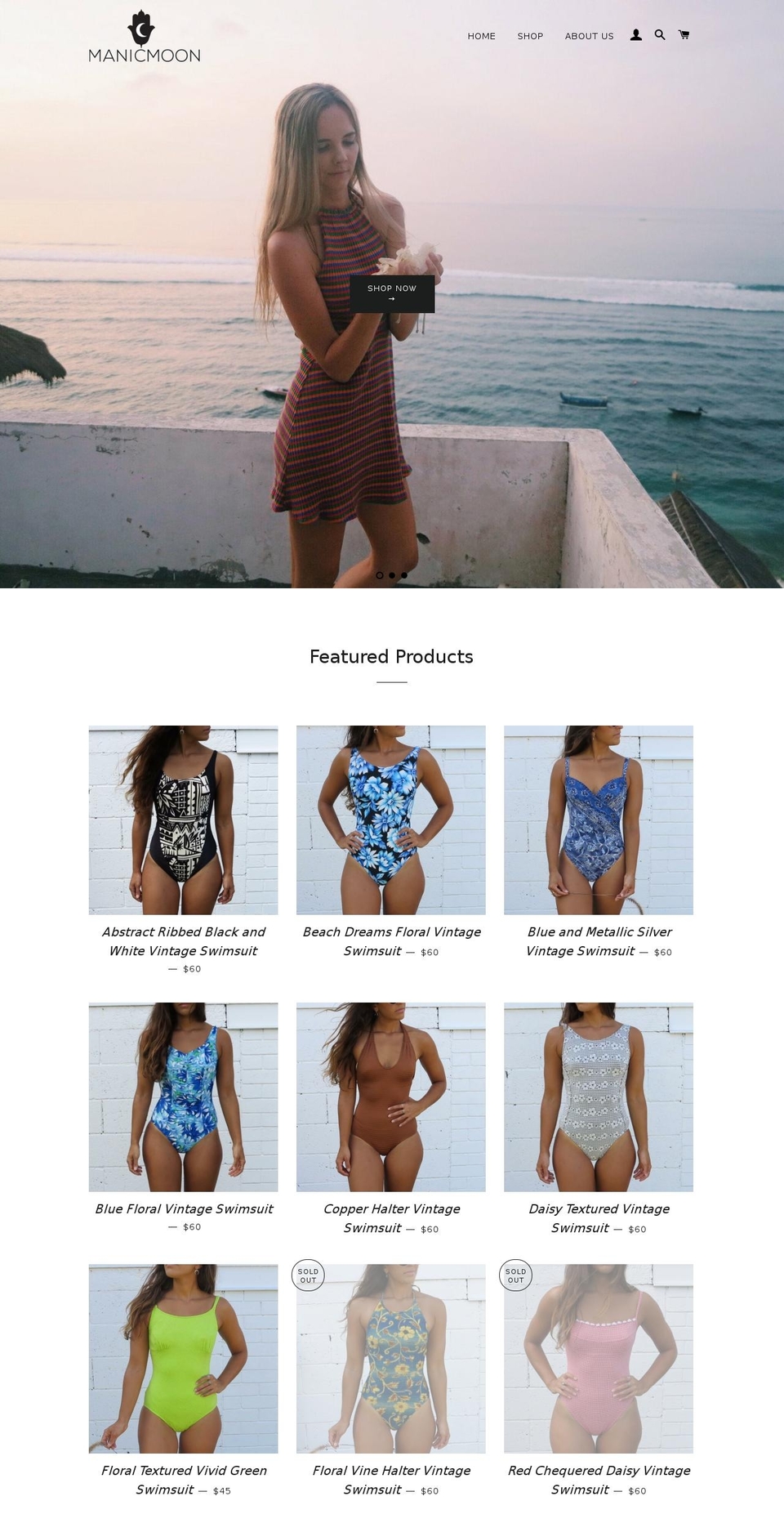 manicmoon.com.au shopify website screenshot