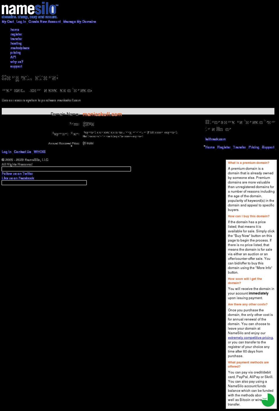 manicskull.com — Shopify storefront screenshot