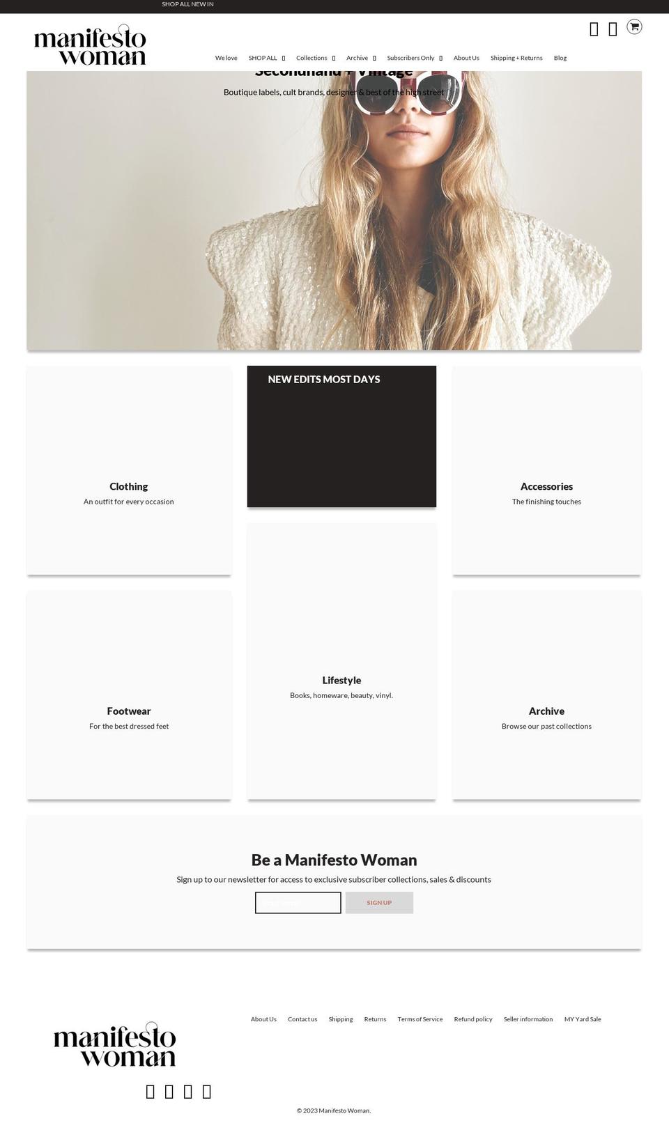 manifestowoman.com — Shopify storefront screenshot