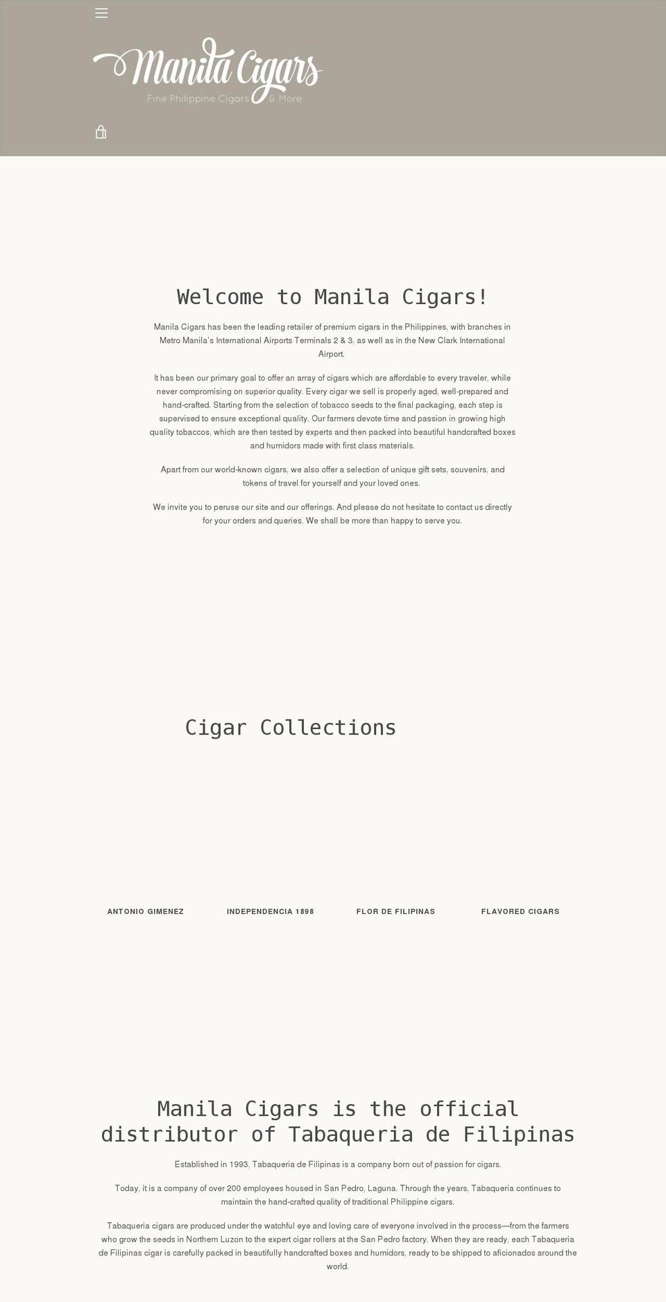 manilacigars.com shopify website screenshot