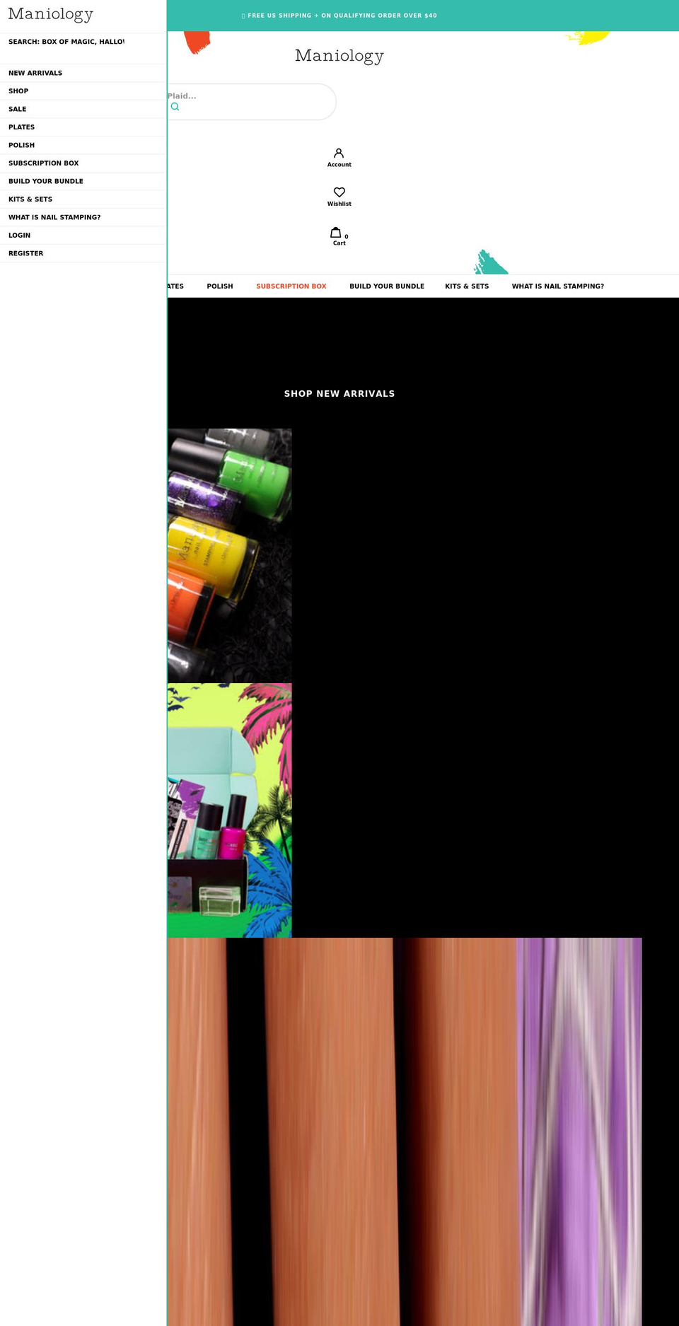 maniology.com shopify website screenshot