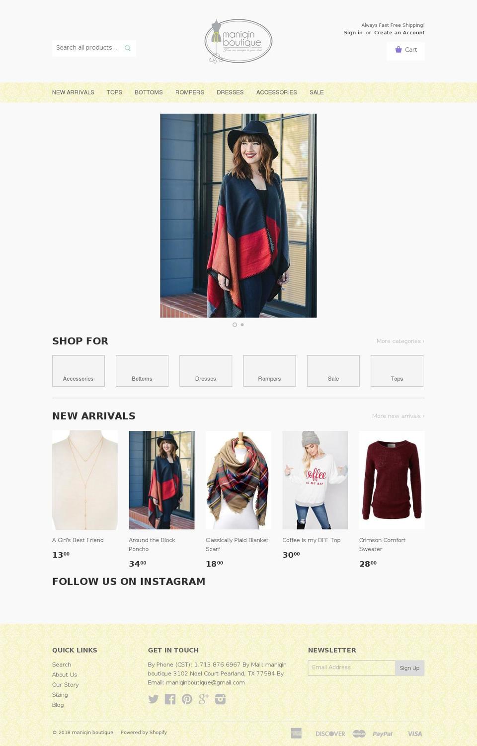 maniqinboutique.com — Shopify storefront screenshot