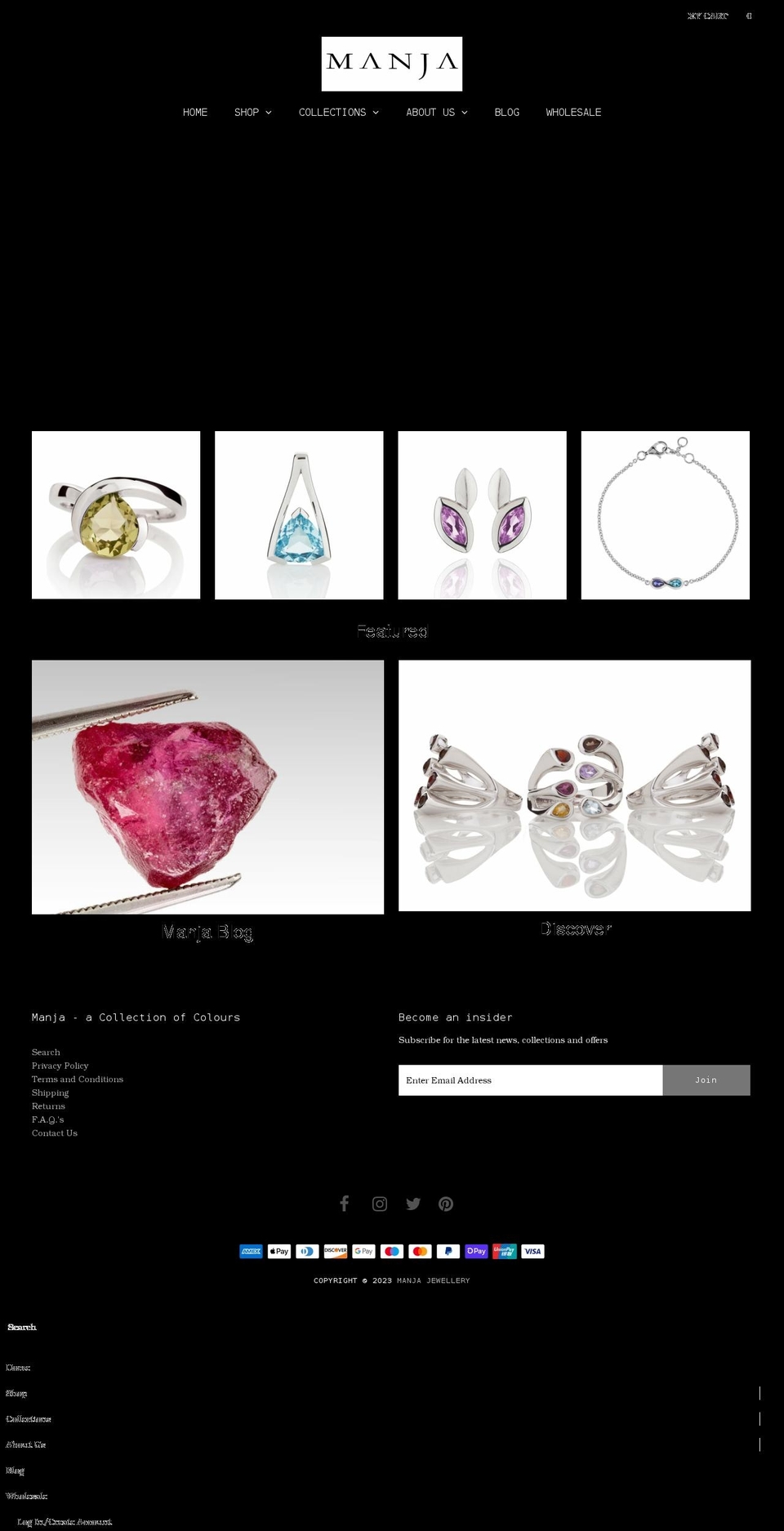 manjajewellery.com shopify website screenshot