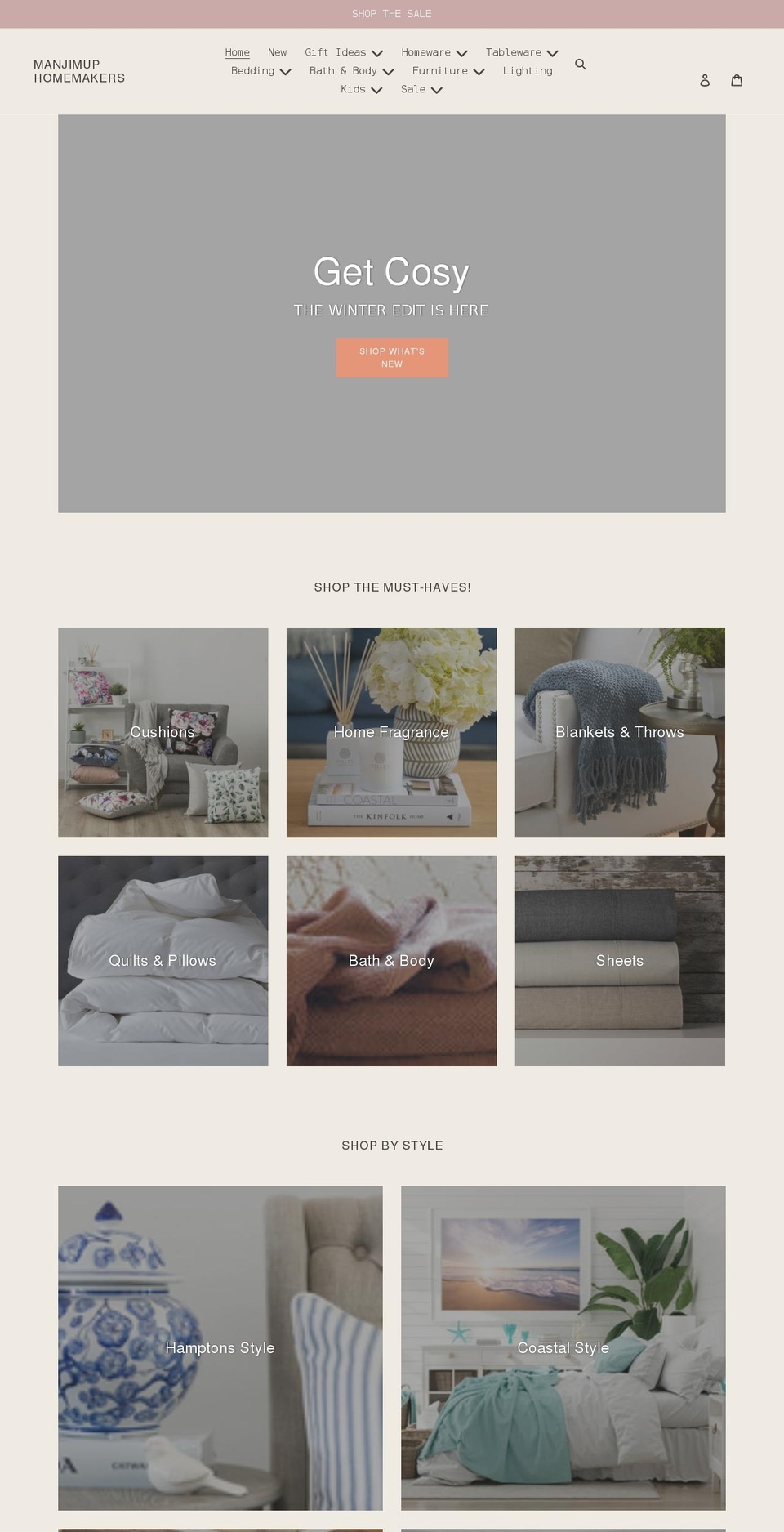 manjimuphomemakers.com.au shopify website screenshot