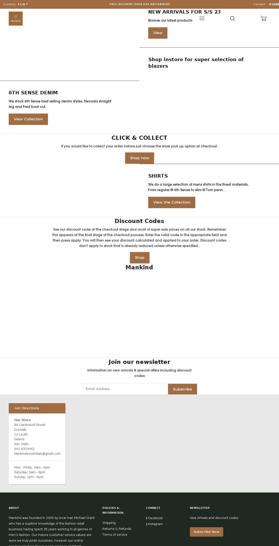 mankindundalk.com shopify website screenshot