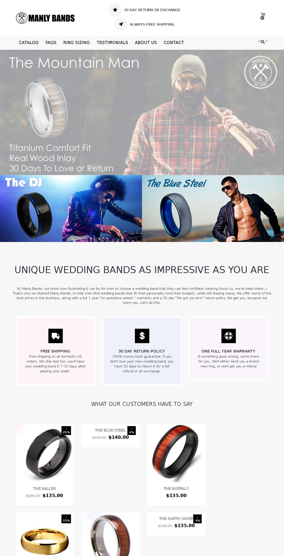 manlybands.com shopify website screenshot