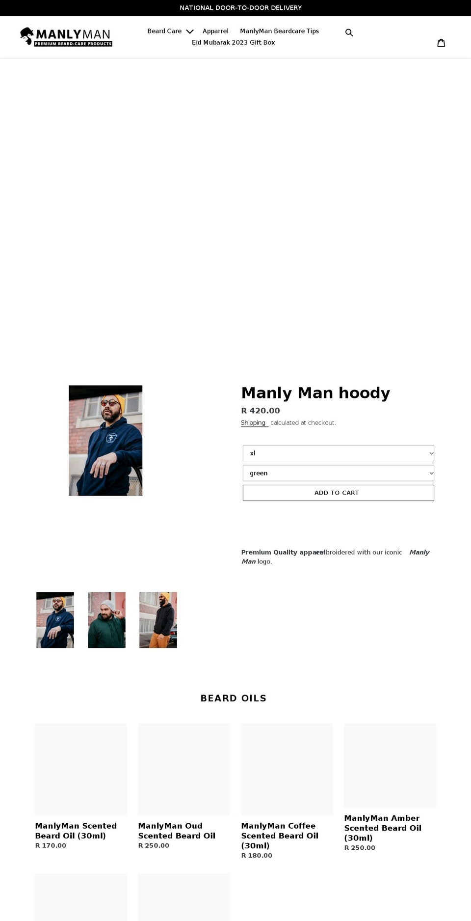 manlymanstore.co.za shopify website screenshot