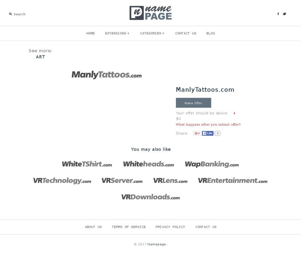 manlytattoos.com shopify website screenshot