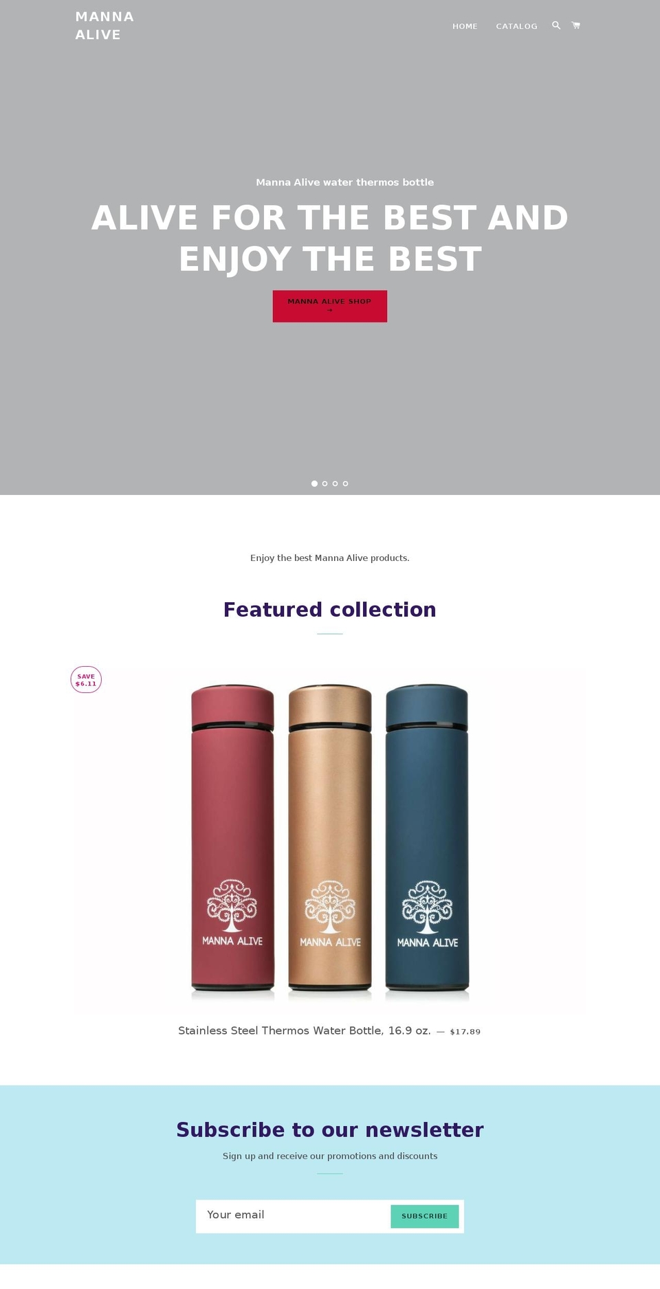 mannaalive.com — Shopify storefront screenshot