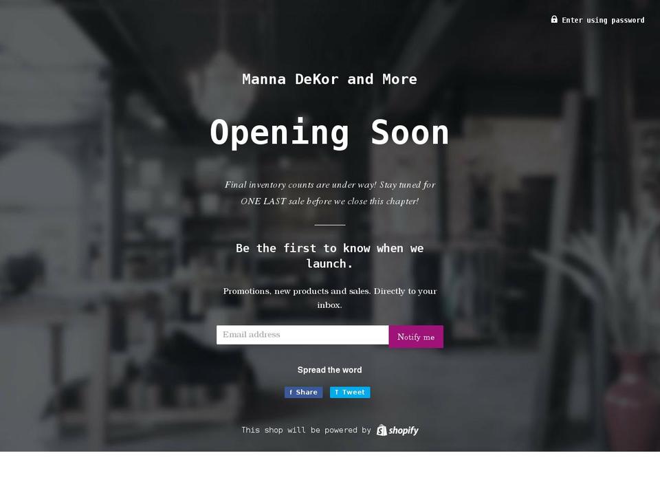 mannadekorandmore.com shopify website screenshot