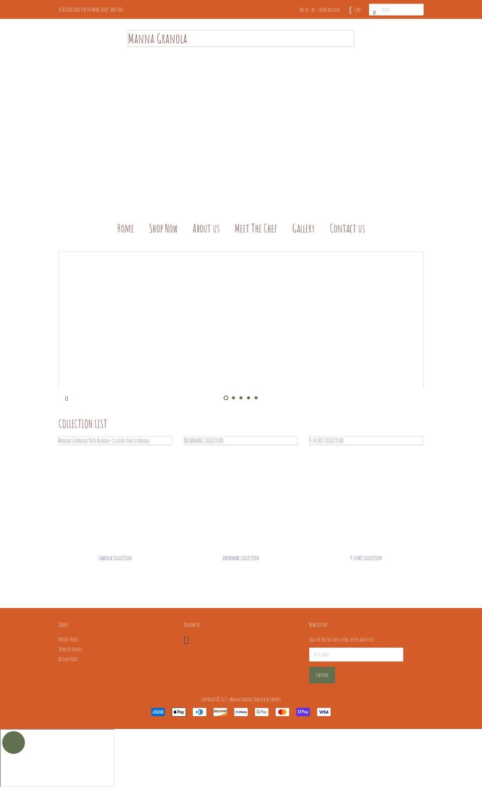 mannagranola.com shopify website screenshot