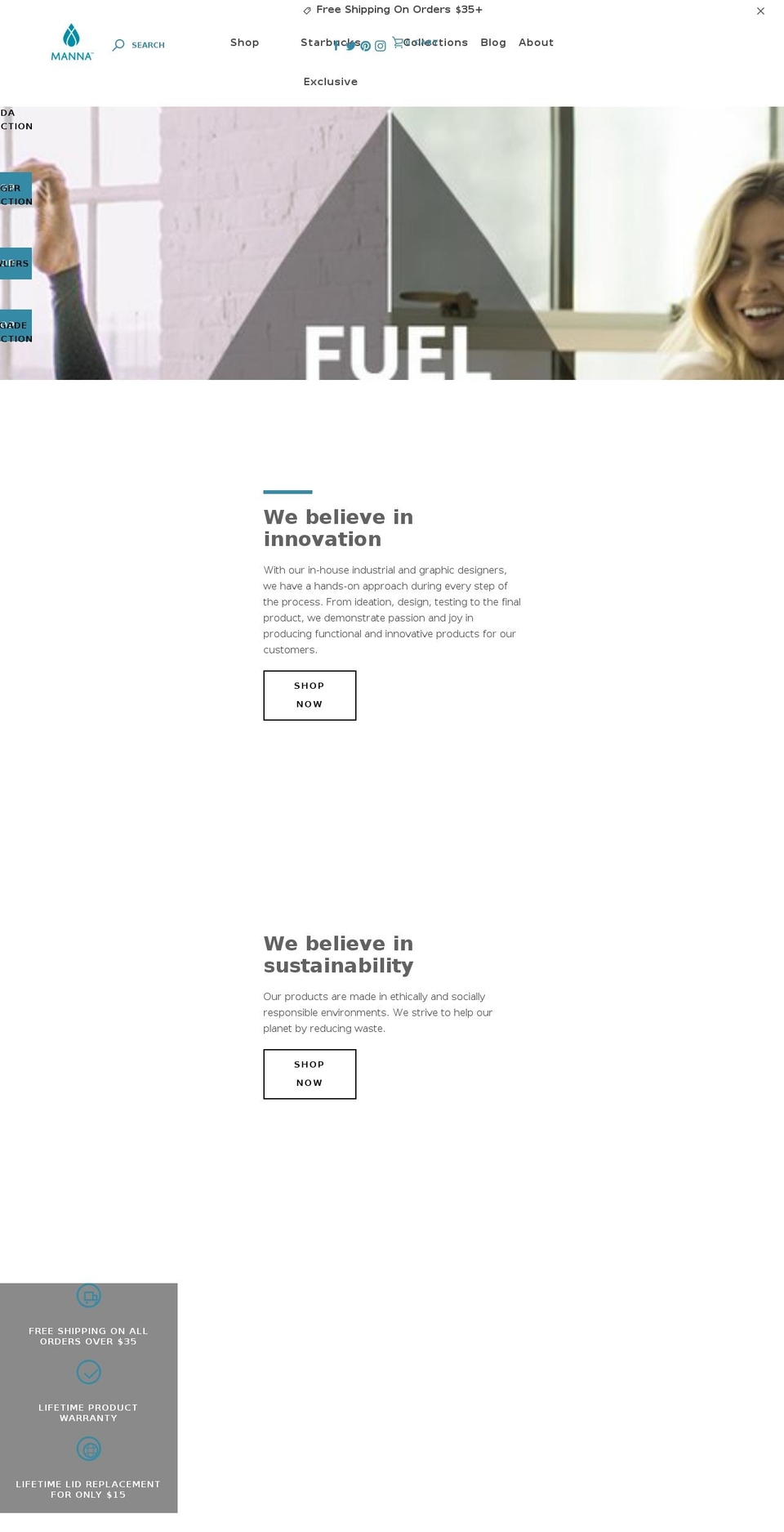 mannahydration.com shopify website screenshot