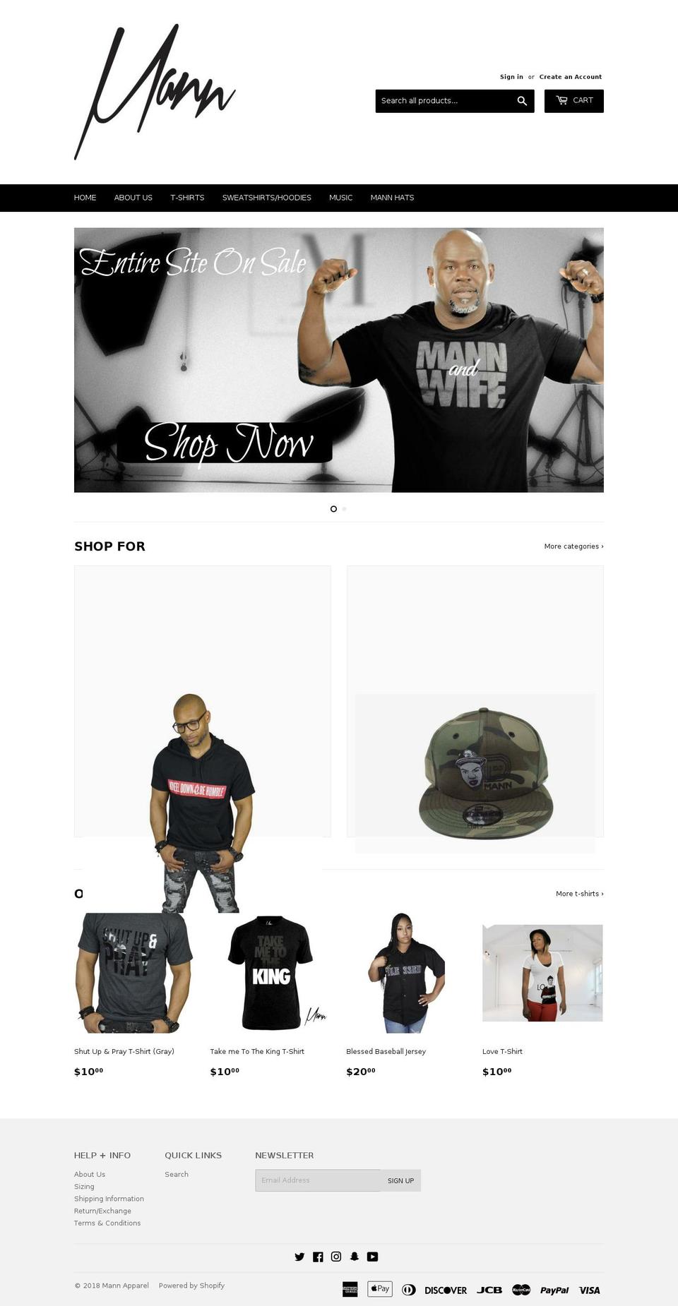 mannapparel.com — Shopify storefront screenshot